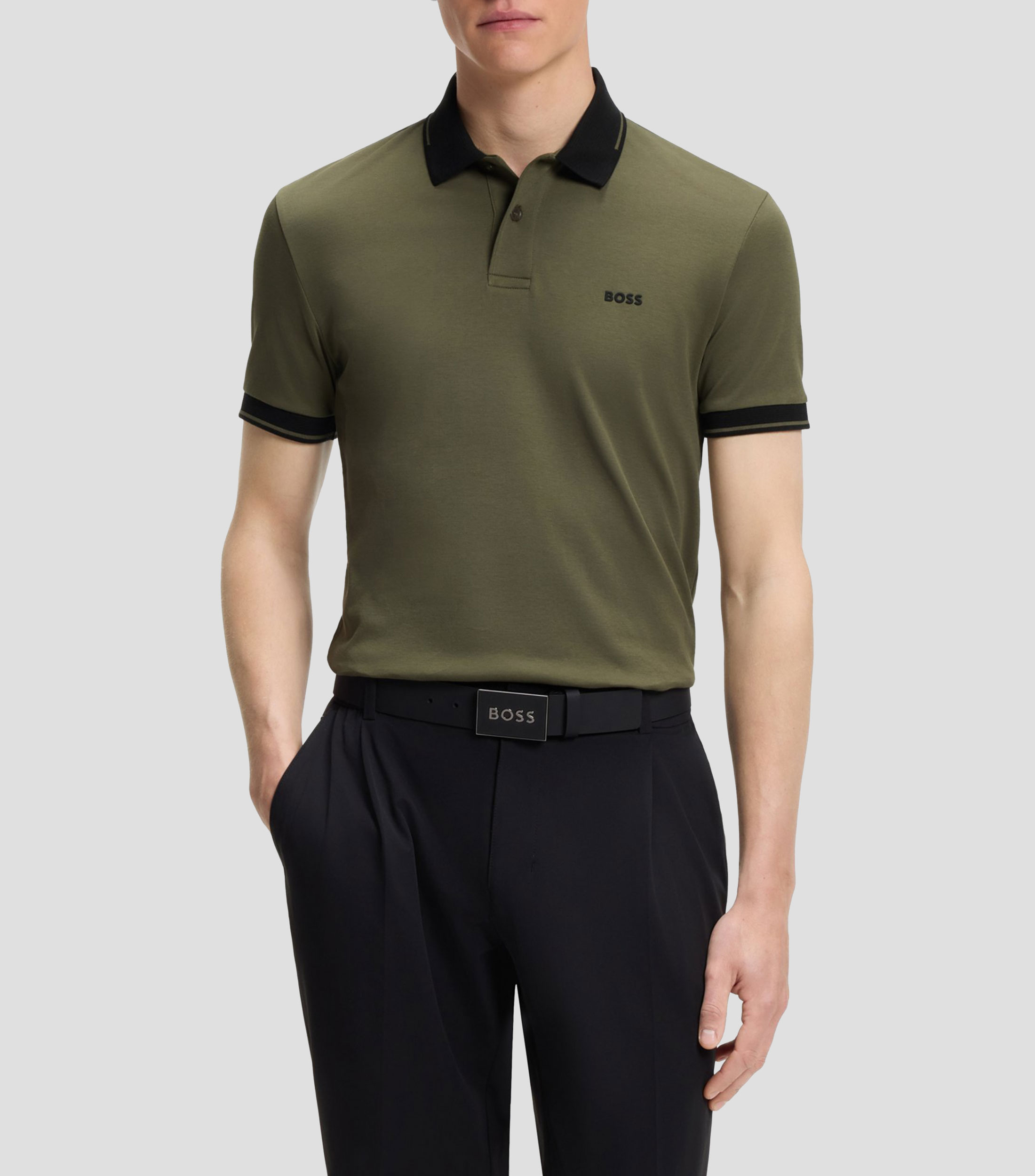 Playera tipo polo manga corta lisa Hombre